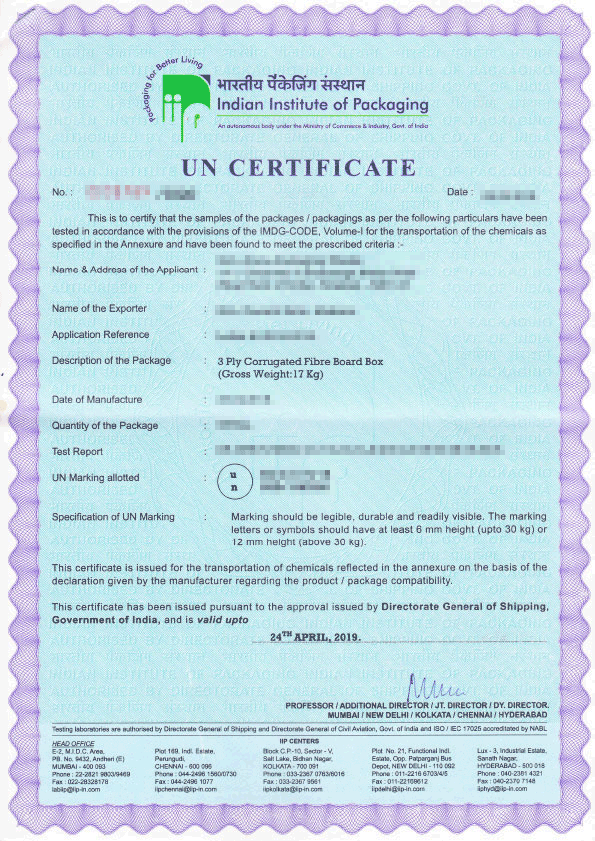 UN IIP Certificate [Sample]
